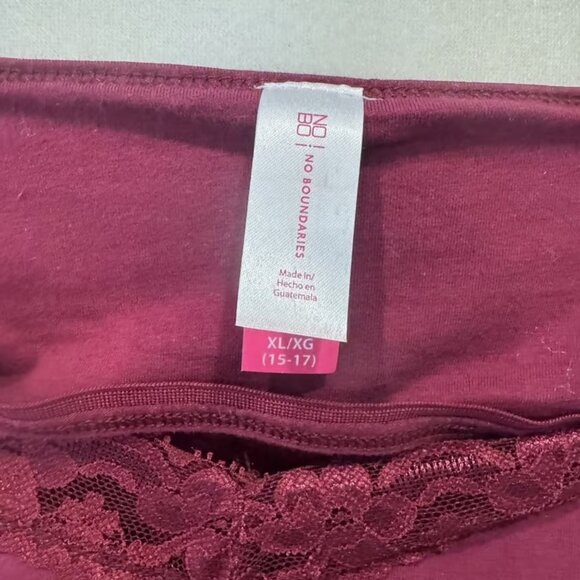 NoBo Cotton Stretch Camisole Tank Top Padded Shelf Bra Lace Trim Burgundy Sz XL - Picture 5 of 5